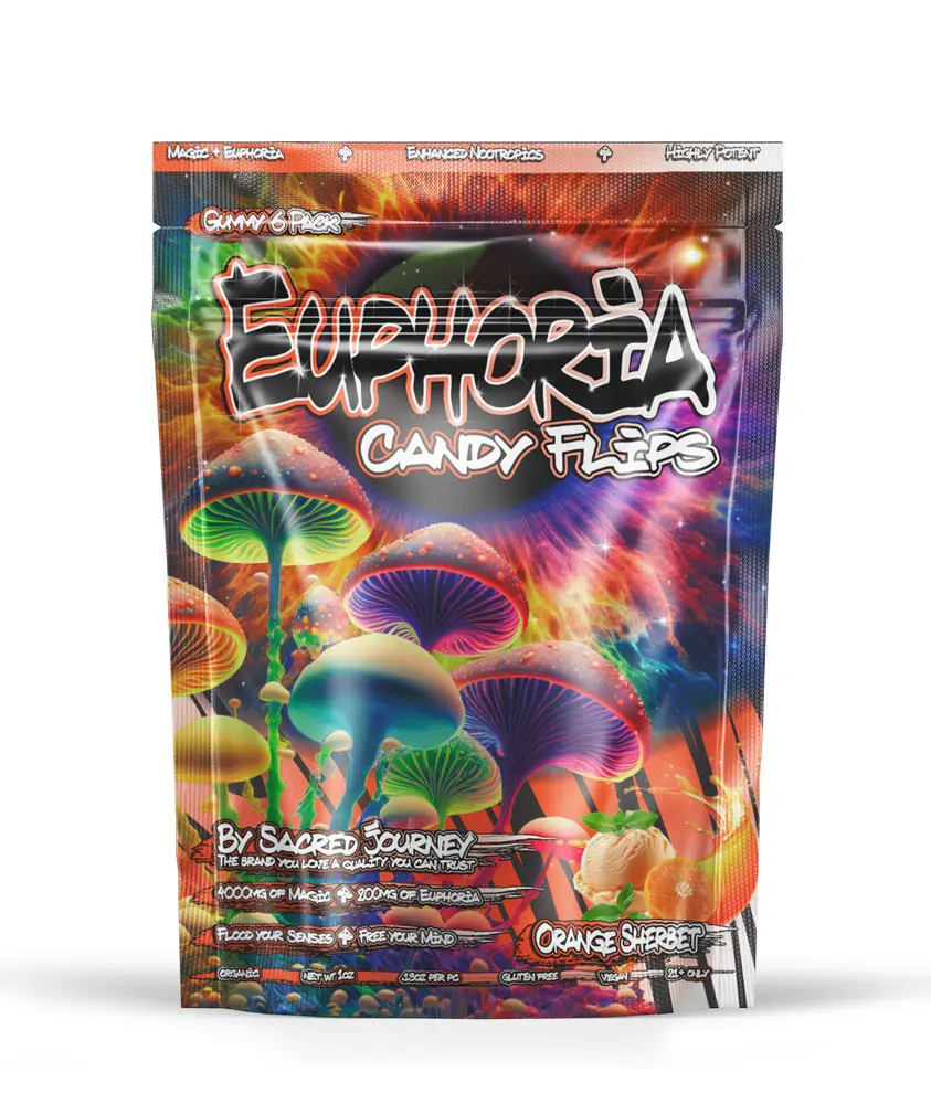 Euphoria Mushroom Gummies -  Orange Sherbet 6 Gummies (10 packs per Box)