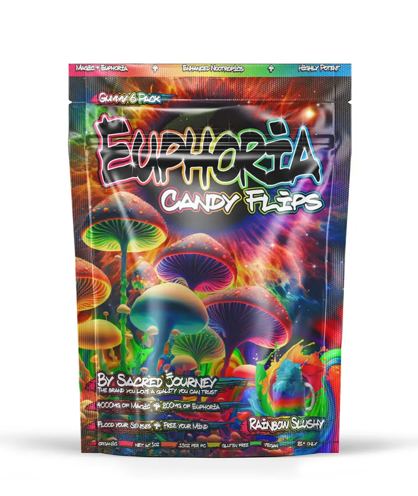 Euphoria Mushroom Gummies -  Rainbow Slushy 6 Gummies (10 packs per Box)