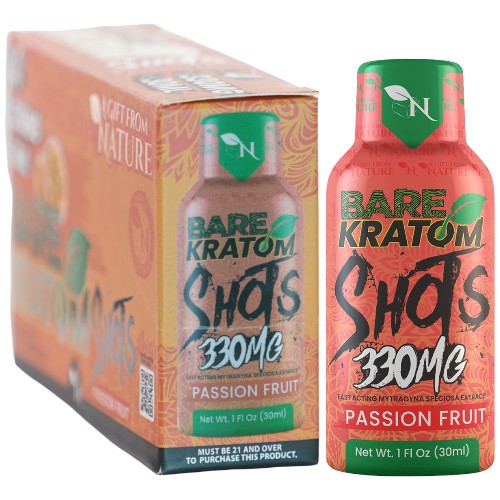 Bare Kratom Extracts & Drinks Kratom Shot 330MG - 30ML bottle 4-pack Passion Fruit