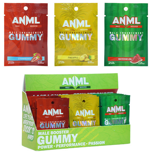 ANML Enhancement Male Gummies Display (30 pcs per Box) Strawberry, Pineapple, Watermelon (10 of each)