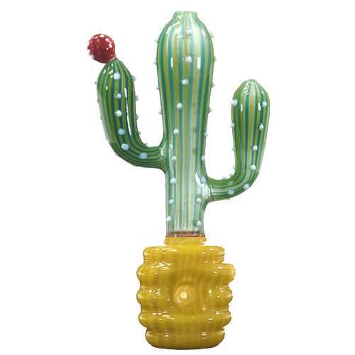 Unbranded Hand Pipe Cactus Yellow (8393) Glass 5.5"