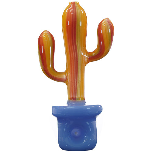 Unbranded Hand Pipe Cactus (8394) Glass 5.5" Jade Blue