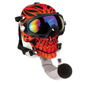 Unbranded Plastic Skull Design Gas Mask with Pipe (5562) 9.0" Red/Black