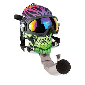 Unbranded Plastic Skull Design Gas Mask with Pipe (5562) 9.0" Purple/Green