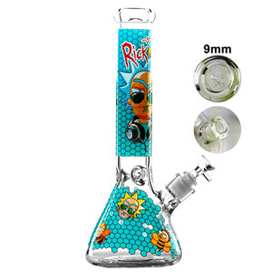 Unbranded Glass Beaker Rick & Morty Honeycomb (6190) 14.0" Teal