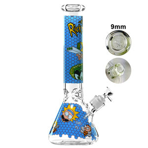 Unbranded Glass Beaker Rick & Morty Honeycomb (6190) 14.0" Blue