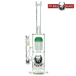 Pit Bull Glass Glass Double Tree Sower With 10 Arms (6512) 16.0" Milky Green
