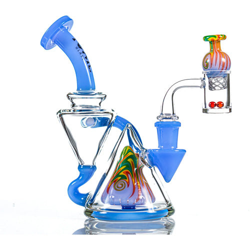 Toxic Glass Pyramid Wigwag Recycle (8502) 6.5" Blue