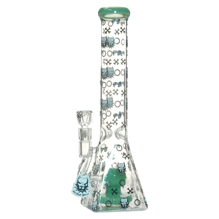 Pit Bull Glass Glass Logo BK (8971) 14.0" Milky Green