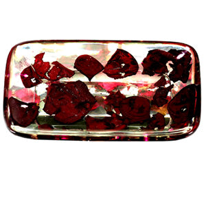Unbranded RYO Accessories Resin Rolling Tray with Natural Rose Petals (5.25" x 3.25" x 1.0") 5.25" Red