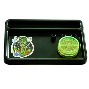 Unbranded Sets Plastic Tray 8.5" x 5.5" with 50mm Plastic Grinder 8.5" Black