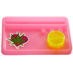 Unbranded Sets Plastic Tray 8.5" x 5.5" with 50mm Plastic Grinder 8.5" Pink