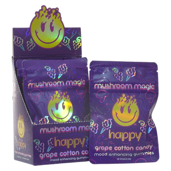 Got Happy Now Mushroom Magic Gummies (0.85oz/24g) 5 packs per Box-Grape Cotton Candy