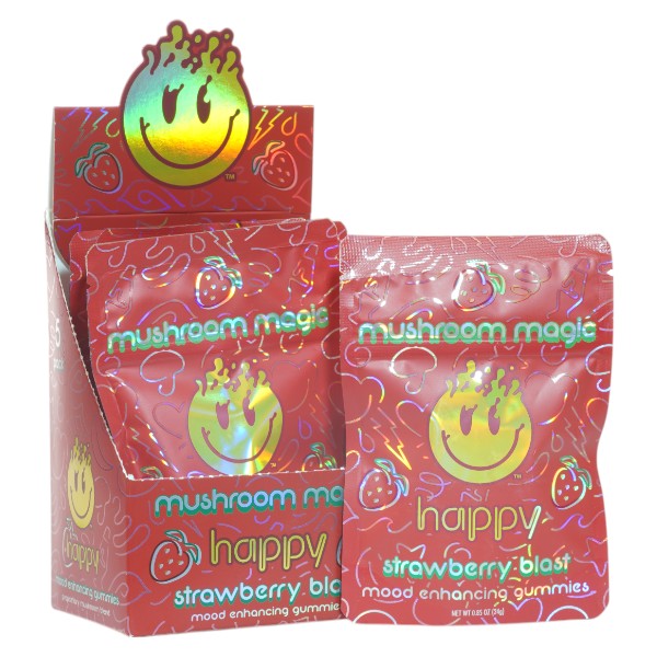 Got Happy Now Mushroom Magic Gummies (0.85oz/24g) 5 packs per Box-Strawberry Blast
