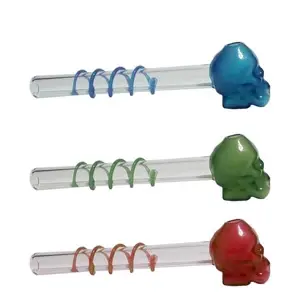 Unbranded Oil Burners Skull  Head Spiral 5.0"- Assorted Colors