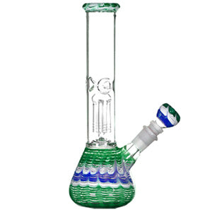 Unbranded Glass Fancy with 4 Arms (8034) 10.0"-Green Blue