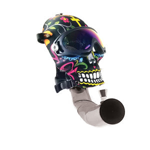 Unbranded Plastic Skull Design Gas Mask with Pipe (5562) 9.0"-Neon Green