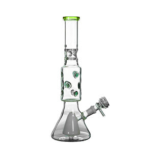 Unbranded Glass W.P. Doted Black Beaker (6674)-Green