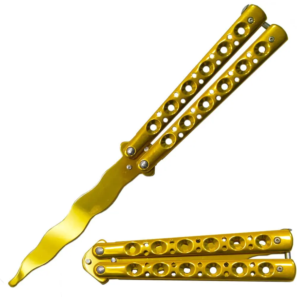5" Metal Handle 4" Blade Folding Knife (NO SHARP BLADE) - Gold