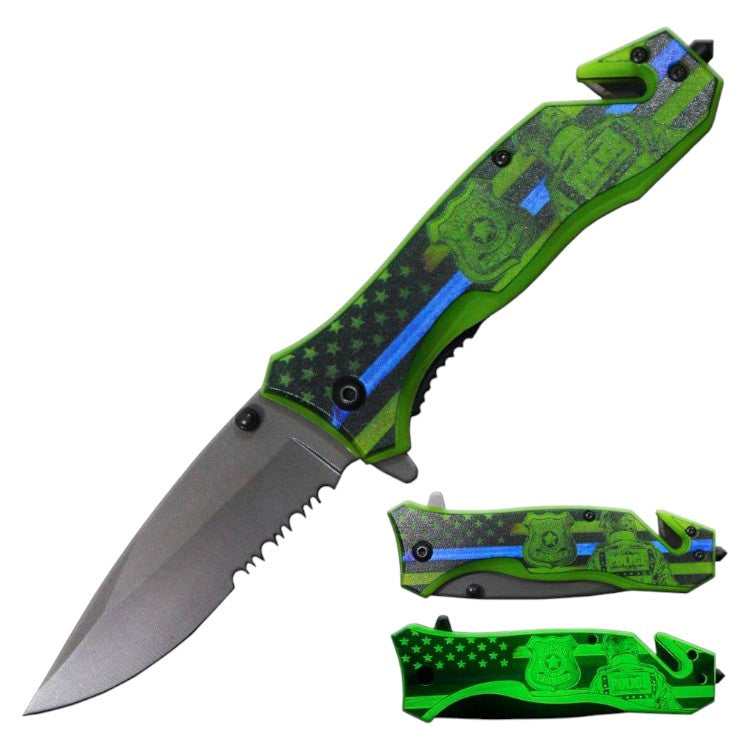 4.5" Rescue Knife Asst.Open with Glass Breaker Seatbelt cutter - Police