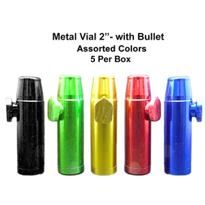 Metal Vial - with Bullet  2.0" Assorted Colors, 5 Per Box