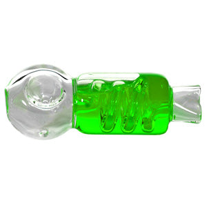 Unbranded Glass Hand Pipe Spiral  4.0"  Liquid Inside (4948)-Green