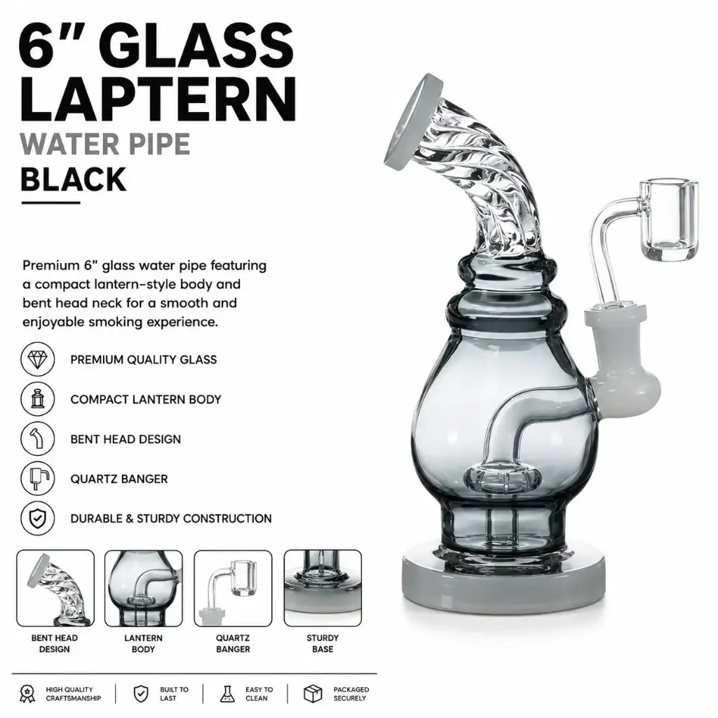 Unbranded Glass Laptern (5526) 6.0"-Black