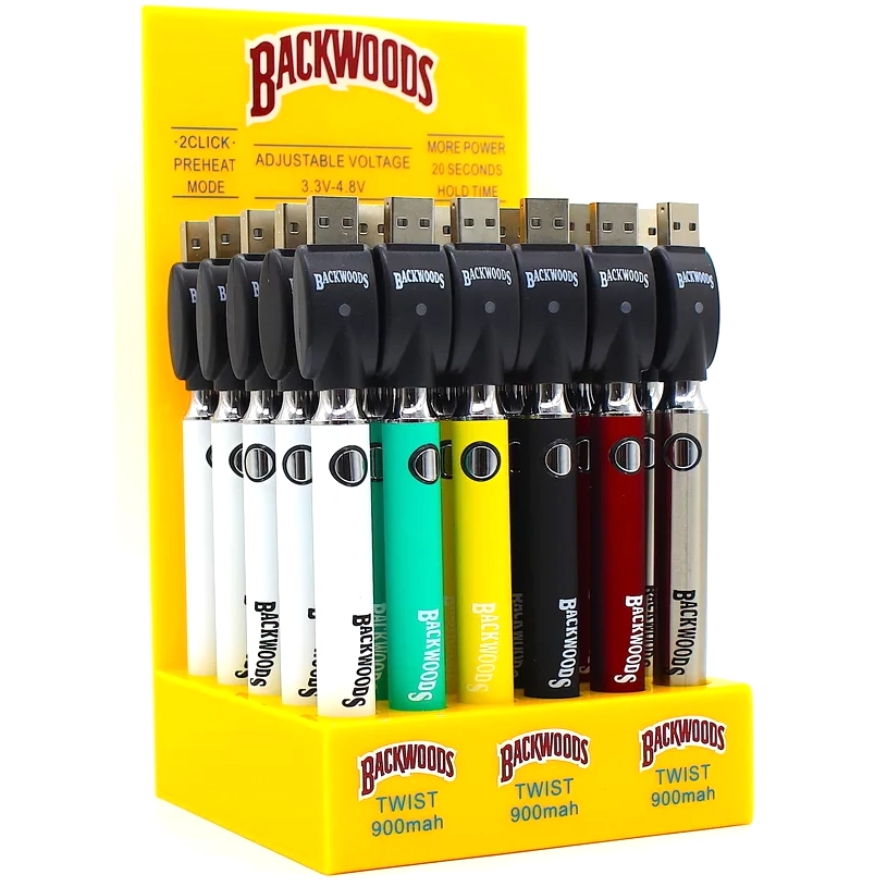 Backwoods- Twist  Battery Display Set Adjustable Voltage (30 pcs on Display 900mAh) 3636-1