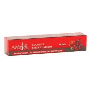 Amor Charcoal Coconut Shell Cubes, 6 pcs per Box