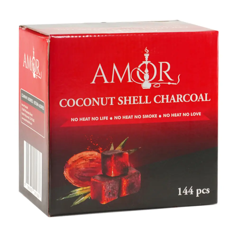 Amor Charcoal Coconut Shell Cubes, 144 pcs per Box