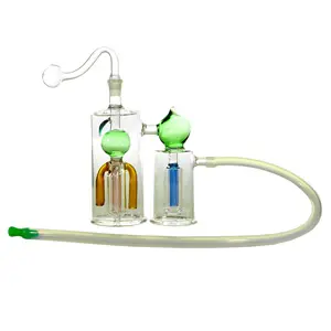 O.B. Water Pipe Double Dome 3 Arms with Hose 6.0" Clear