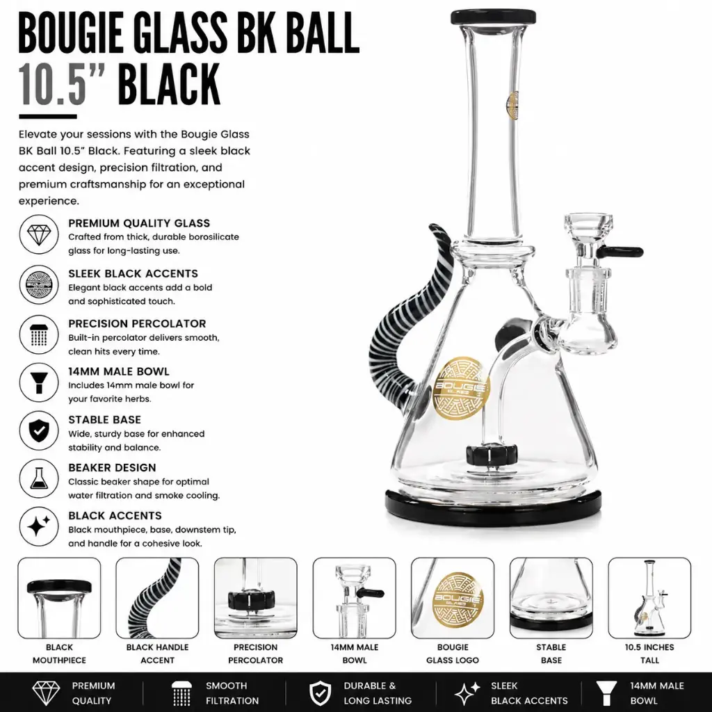 Bougie Glass BK Ball (8836) 10.5" Black