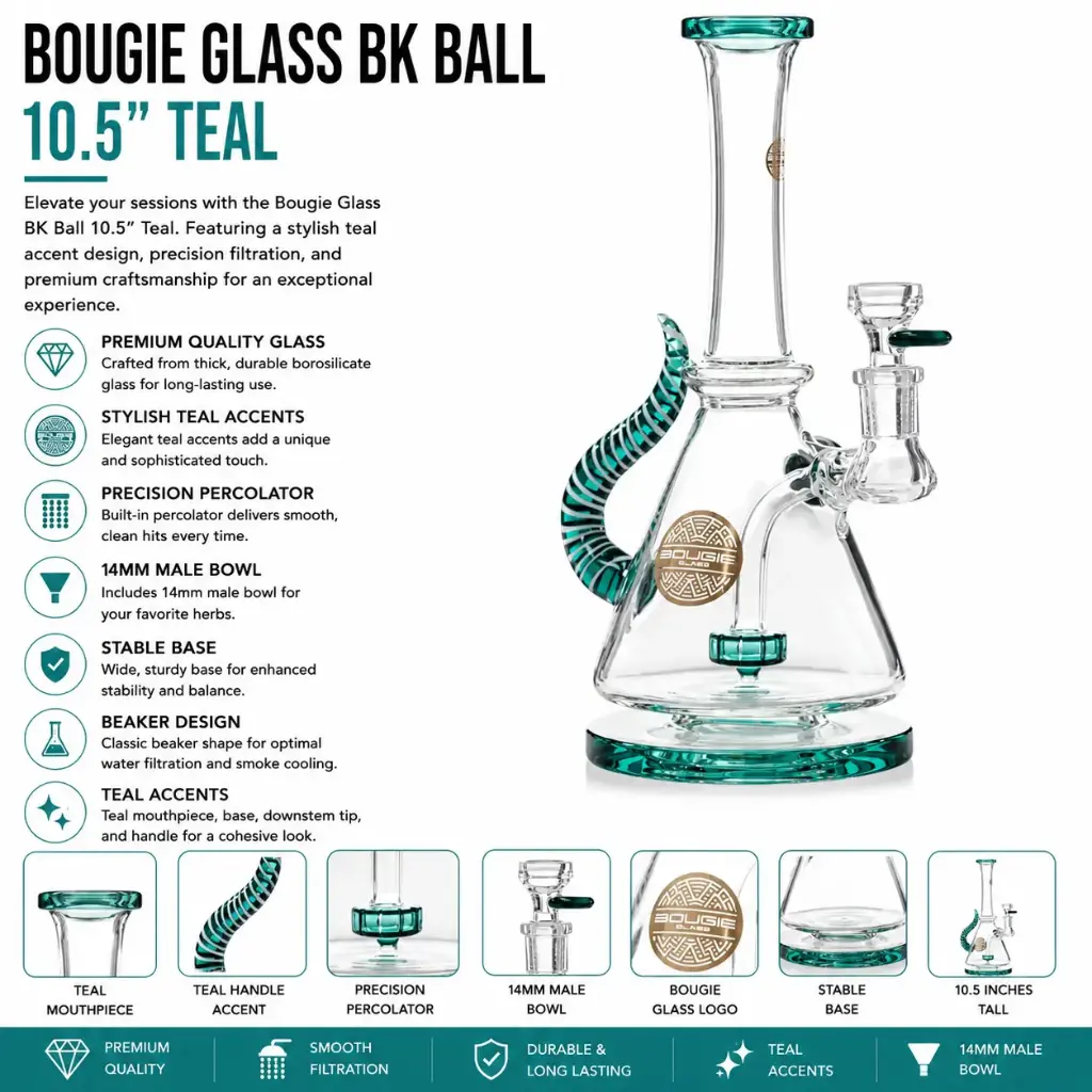 Bougie Glass BK Ball (8836) 10.5" Teal