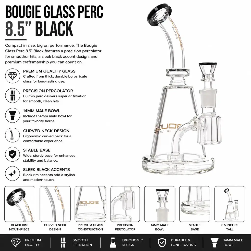 Bougie Glass Perc (8837) 8.5" Black
