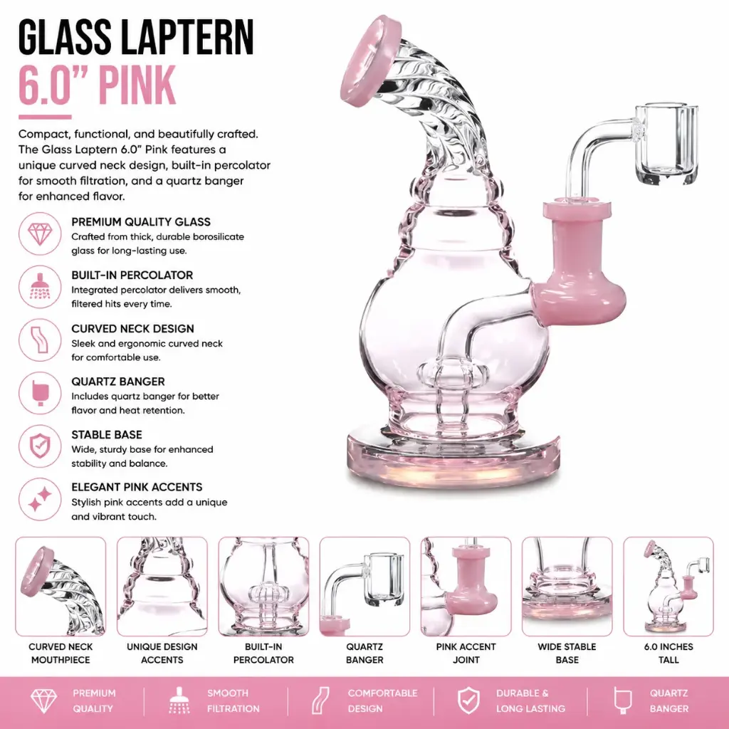 Unbranded Glass Laptern (5526) 6.0" Pink