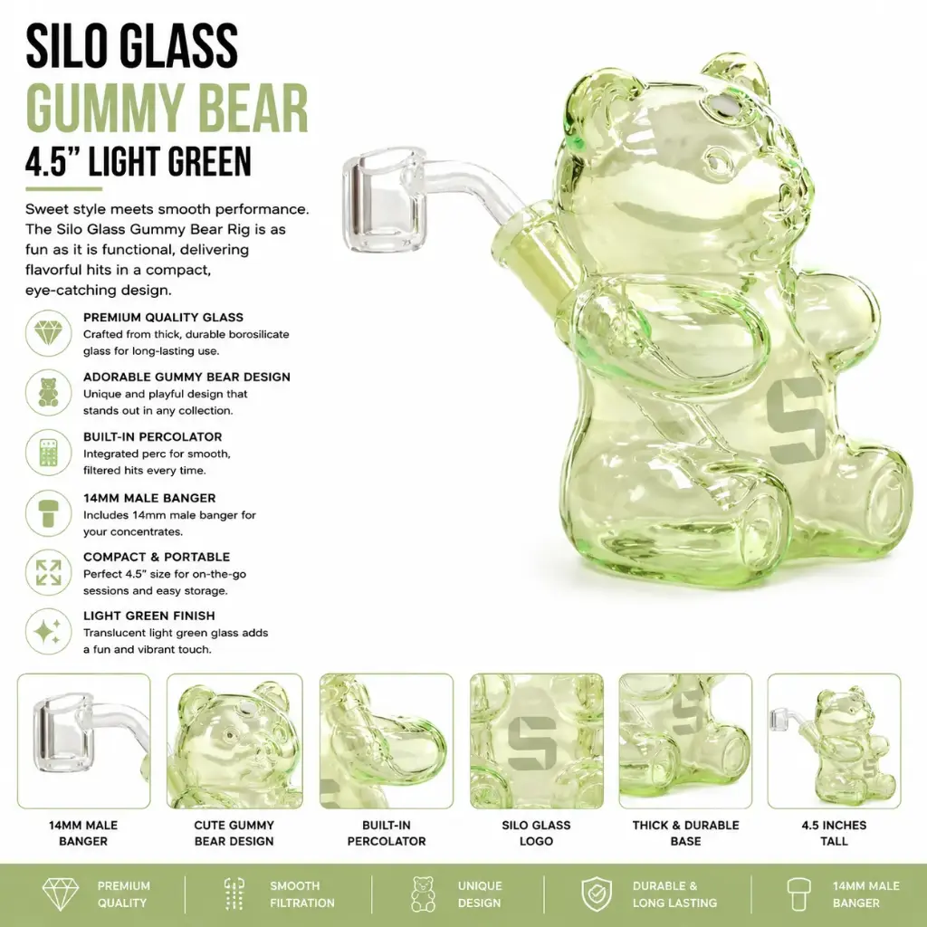 Silo Glass Gummy Bear (8132) 4.5" Light Green