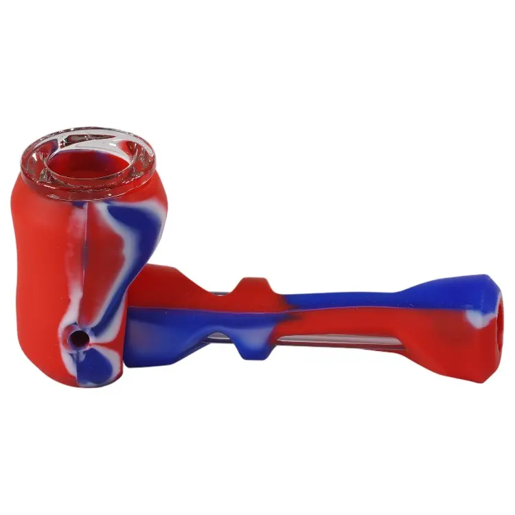 Silicone & Glass Hand Pipe 3D Sherlock 4.0" (3 per pack)