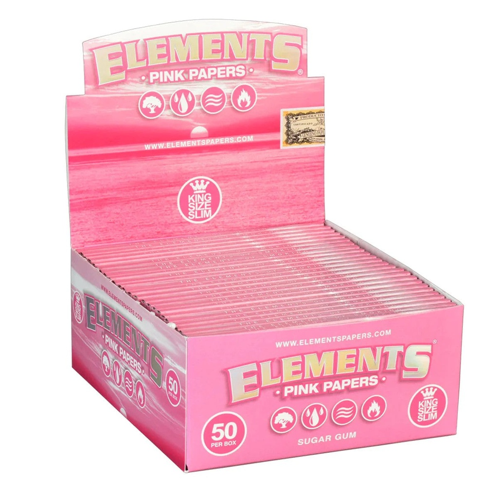 ELEMENTS Pink Papers King Size Slim 50ct