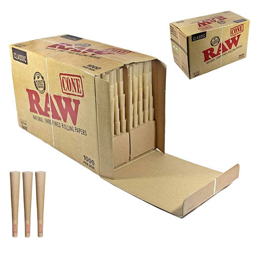 RAW Classic Cones Bulk 11/4 Size Back-Rolled 1,000ct