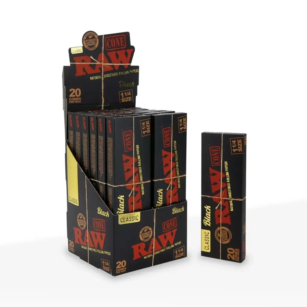 RAW Black Cones 11/4 Size 20/12ct