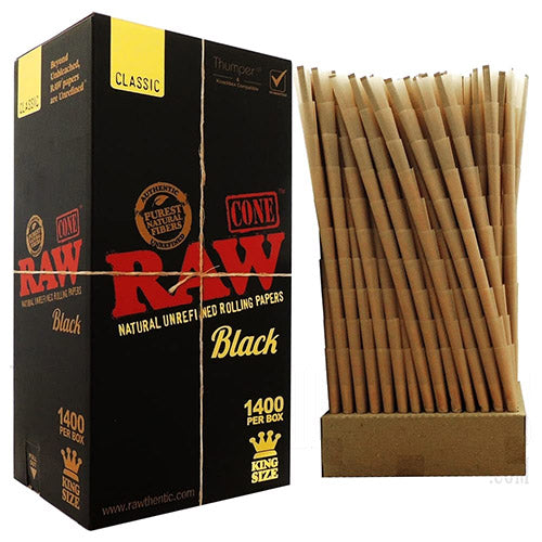 RAW Black Cones Bulk King Size 1,400ct