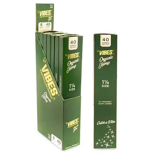 VIBES Cones Organic Hemp 11/4 Size 40-Pack 8ct