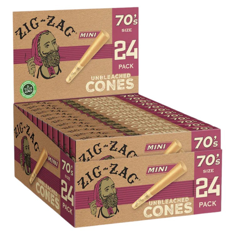 ZIG ZAG Cones Unbleached 70mm Mini Size 8/18ct