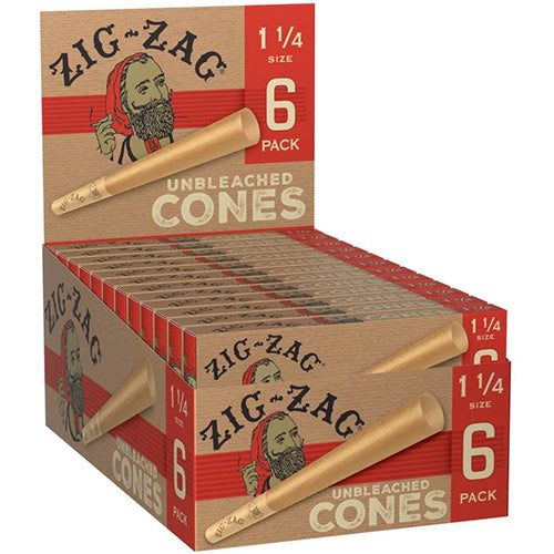 ZIG ZAG Cones Unbleached 11/4 Size 6/24ct