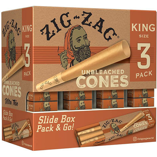 ZIG ZAG Cones Unbleached King Size 3/36ct