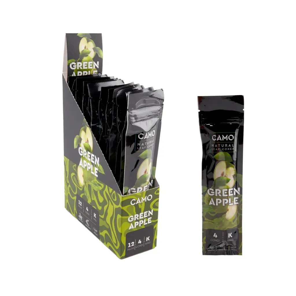 CAMO Natural Leaf Cones Green Apple 4-Pack 12ct