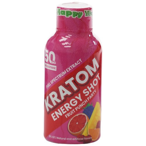 HAPPY HIPPO Kratom Energy Shot 50mg MIT Fruit Punch 12ct
