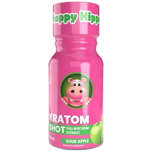 HAPPY HIPPO 10ml Kratom Extract 60mg MIT Sour Apple 12ct