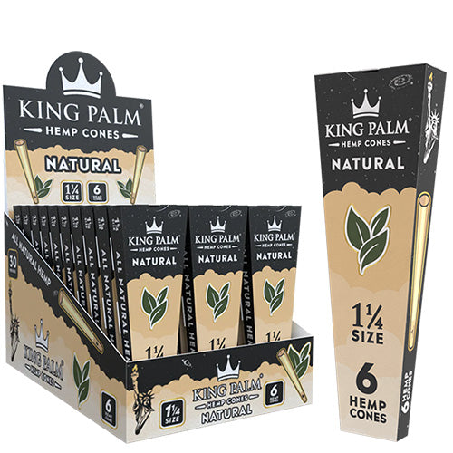 KING PALM Hemp Cones 11/4 Size Natural 6/30ct