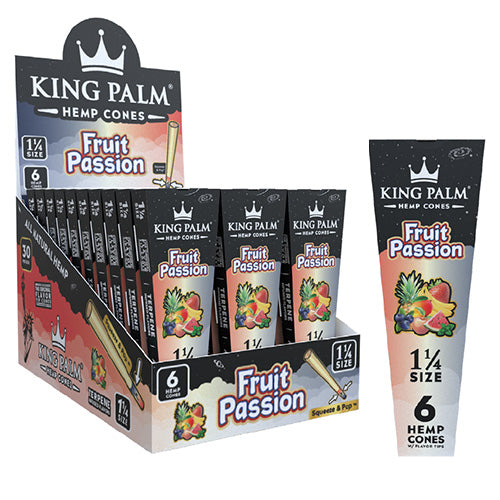 KING PALM Hemp Cones 11/4 Size Fruit Passion 6/30ct